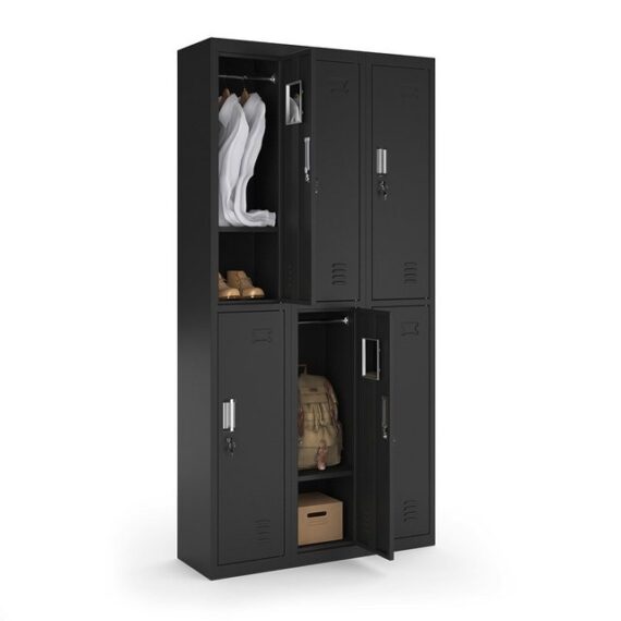 Vicco Aktenschrank, Schwarz, 90 x 180 cm 6 Fächer