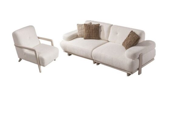 Villa Möbel Polstergarnitur Bully Creme Sofa Set, (Set, 2-tlg), mit Relax-/Bettfunktion durch verstellbare Rückenlehne