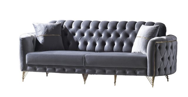 Villa Möbel Sofa Bodrum, 1 Stk. 3-Sitzer, Hand Made Quality, pflegeleichter Mikrofasersamtstoff