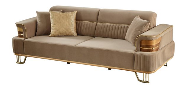 Villa Möbel Sofa Braga, 1 Stk. 3-Sitzer, Hand Made Quality, pflegeleichter Mikrofasersamtstoff