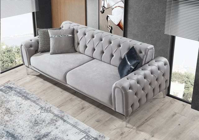 Villa Möbel Sofa London, 1 Stk. 3-Sitzer, mit Relax-/Bettfunktion durch umklappbare Rückenlehne