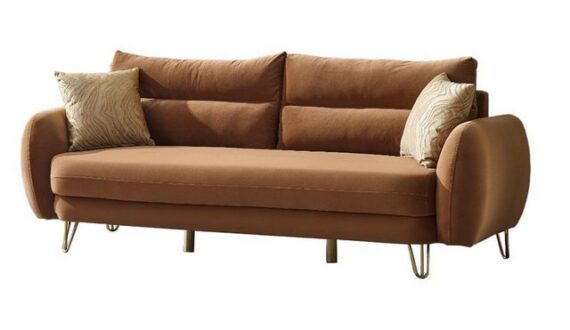 Villa Möbel Sofa Lublin, 1 Stk. 3-Sitzer, Hand Made Quality, pflegeleichter Mikrofasersamtstoff