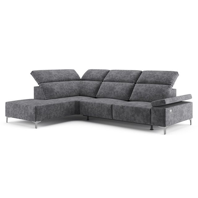 VitaliSpa® Ecksofa James, Anthrazit, 301 x 218 cm Linke Ecke, elektrisch auffahrbar