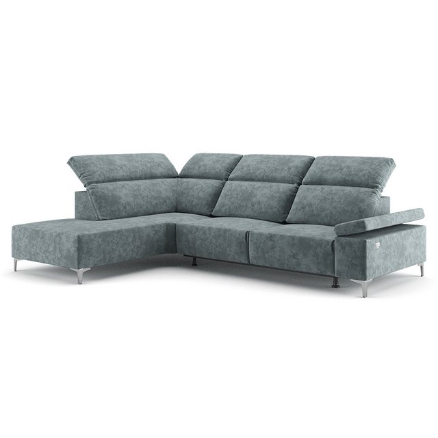 VitaliSpa® Ecksofa James, Grau, 301 x 218 cm Linke Ecke, elektrisch auffahrbar