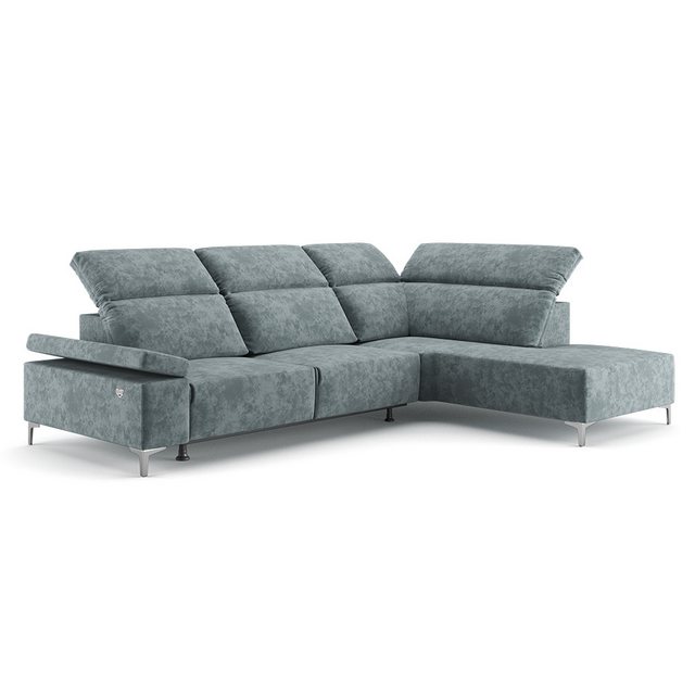 VitaliSpa® Ecksofa James, Grau, 301 x 218 cm Rechte Ecke, elektrisch auffahrbar