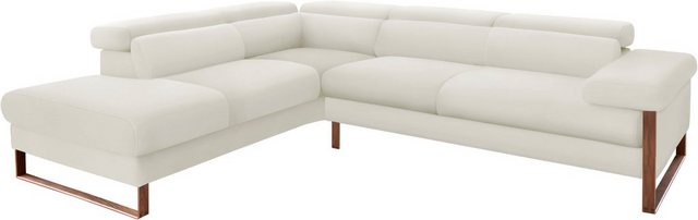 W.SCHILLIG Ecksofa finn, Designsofa mit tollem Sitzkomfort, bequem, L-Form, German Design Award 2016, Fußgestell Nussbaum natur, Breite 281 cm