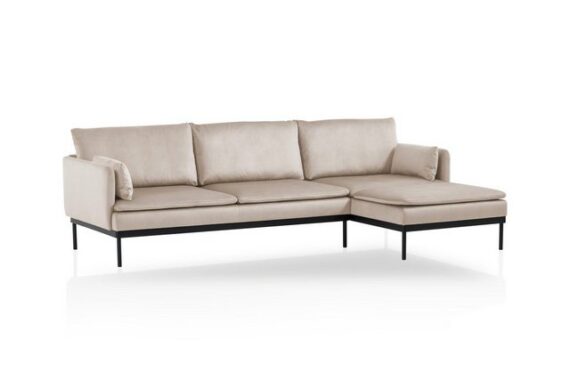 XDREAM Ecksofa Montana, Recamiere rechts oder links montierbar, besonders weicher Velours-Stoff