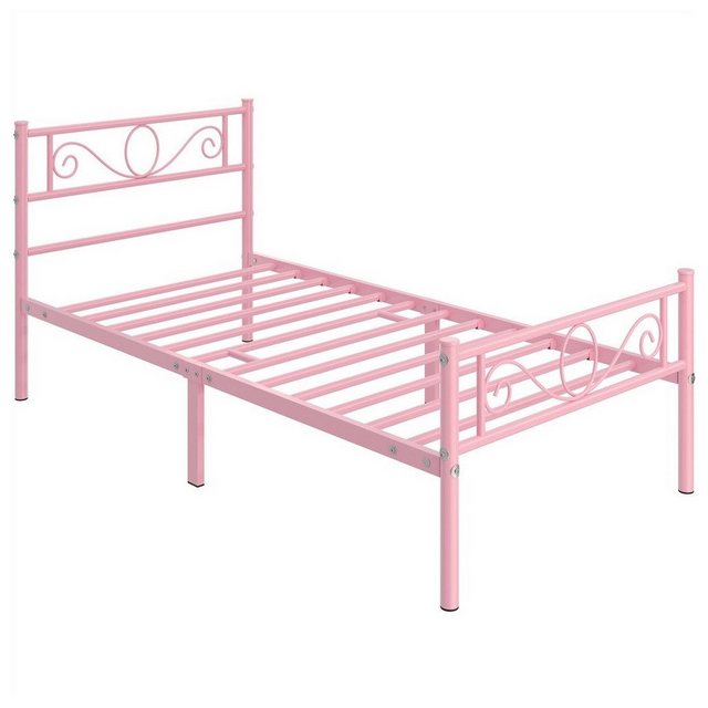 Yaheetech Bettgestell Metallbett mit Kopfteil, Einzelbett/Doppelbett Metallbettrahmen, 90-160 cm (B)