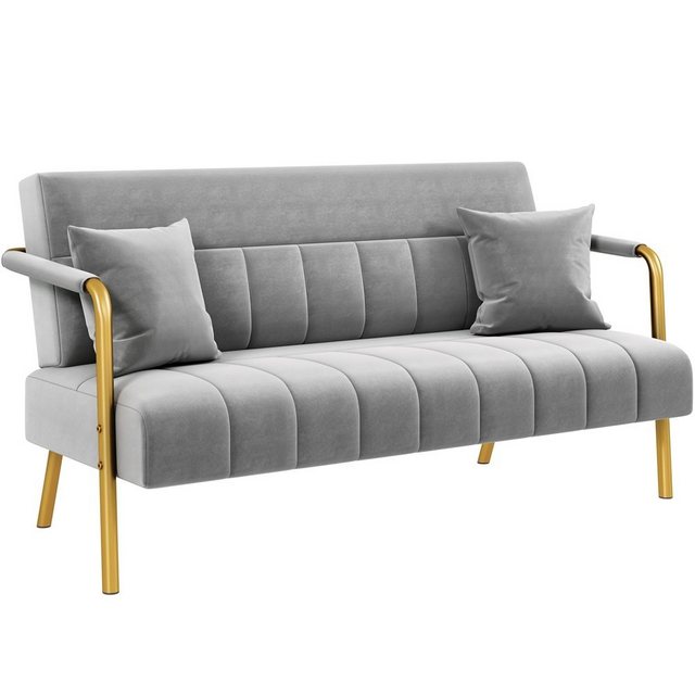 Yaheetech Sofa 1/2-Sitzer Polstersofa, Loveseat fürs Wohnzimmer, mit 2 Lendenkissen