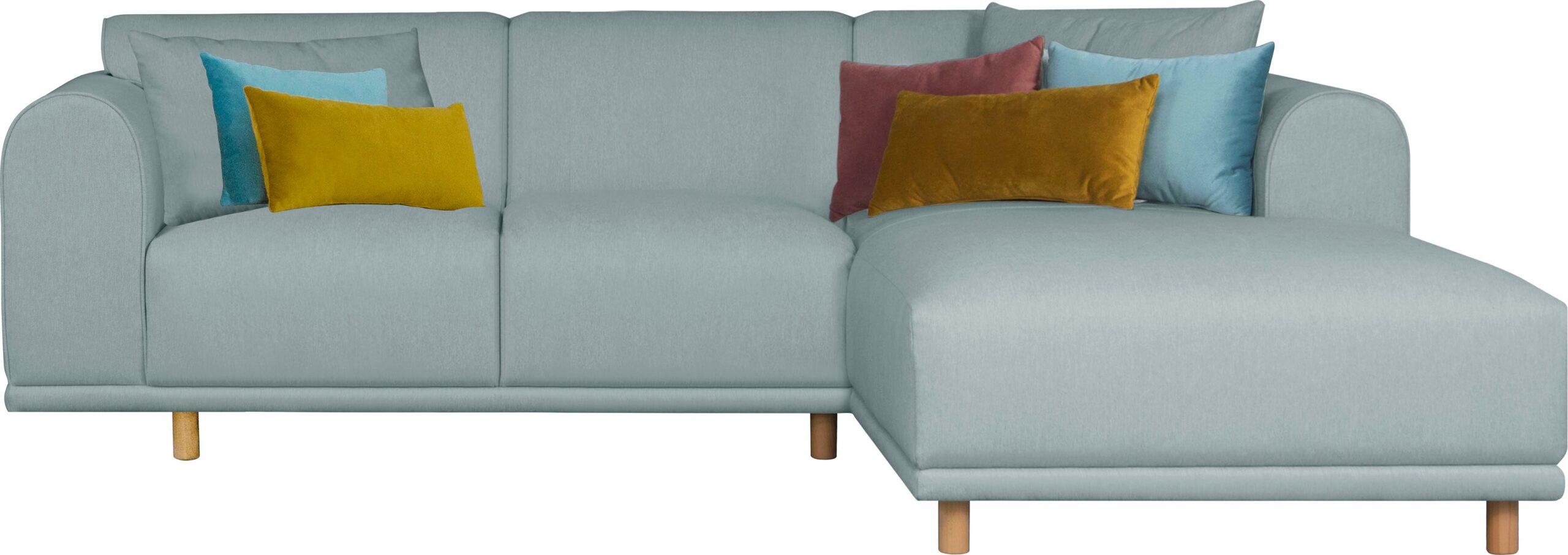 andas Ecksofa „Maroon L-Form“, in skandinavischem Design, mit losen Kissen