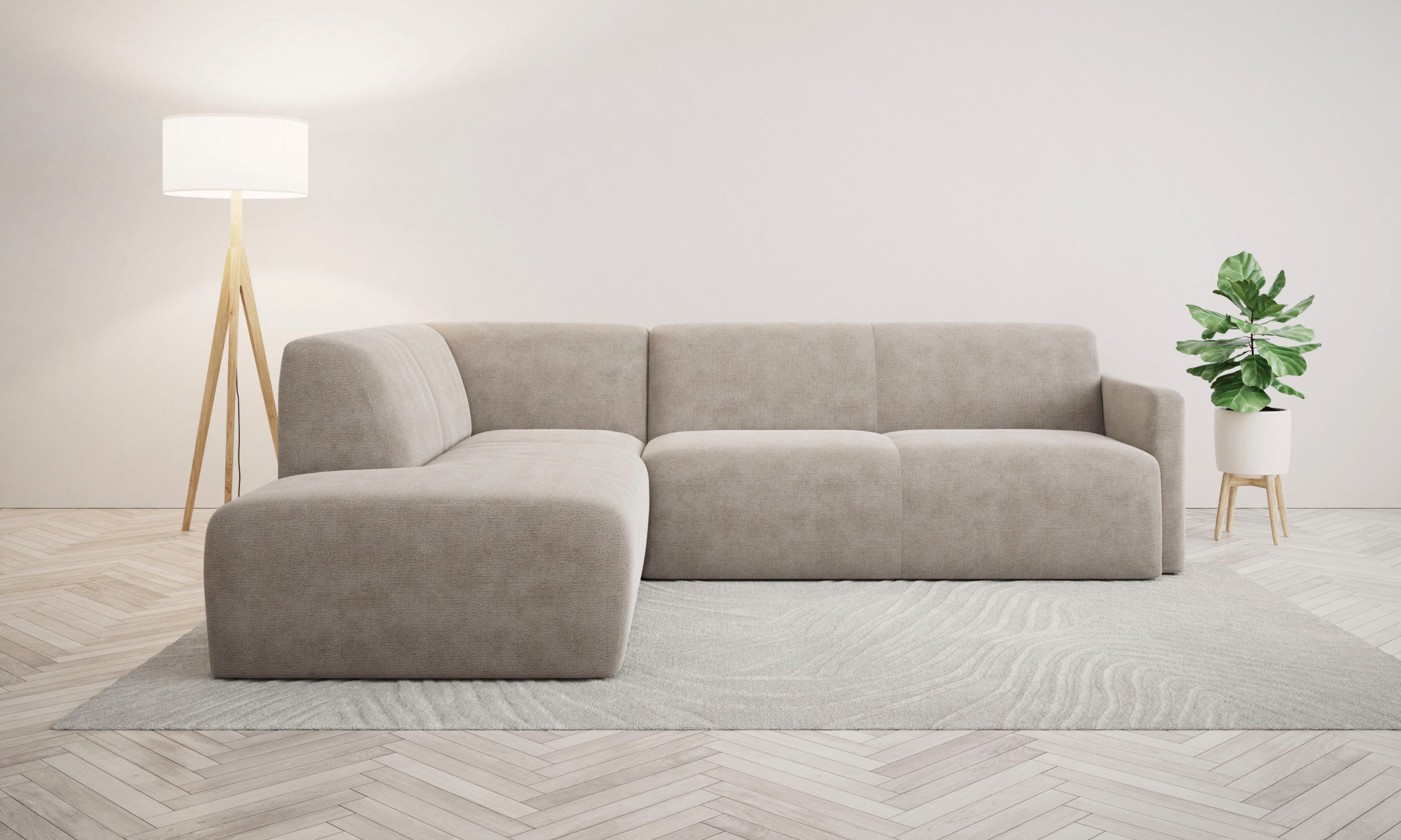 andas Ecksofa „Tvinnum“, Breite 255 cm, L-Form, Struktur weich, Chenille, mit Komfortschaum