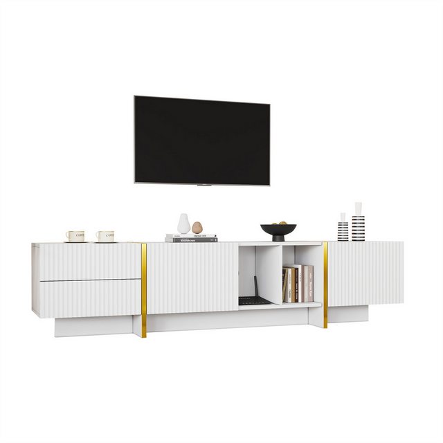 autolock TV-Schrank Moderner luxuriöser mattierter TV-Schrank,TV-Möbel,190*35*45.5cm mit mehreren Aufbewahrungsfunktionen für Fernseher bis zu 80 Zoll