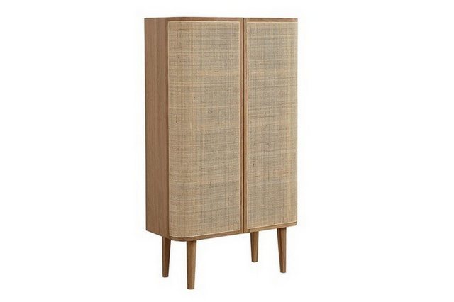 daslagerhaus living Hochschrank Schrank Vienna mit Rattangeflecht H 150 cm