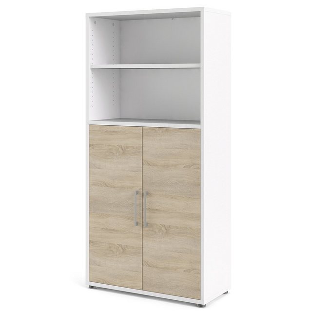 ebuy24 Aktenschrank Prisme Aktenschrank 2 Fächer und 2 Türen weiss, Ei