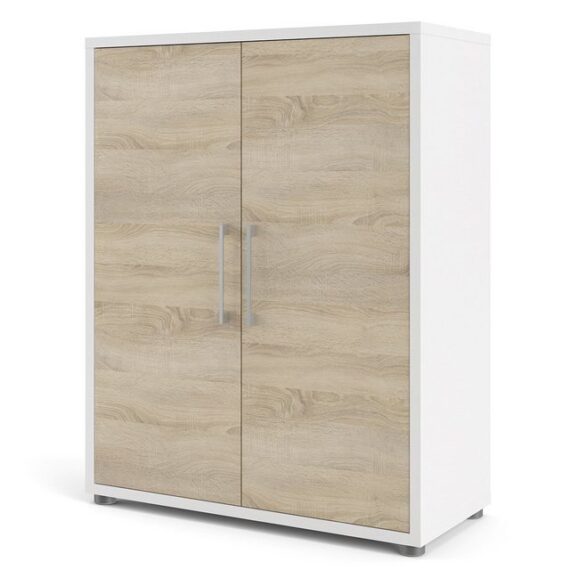 ebuy24 Aktenschrank Prisme Aktenschrank mit 2 Türen weiss, Eiche Dekor