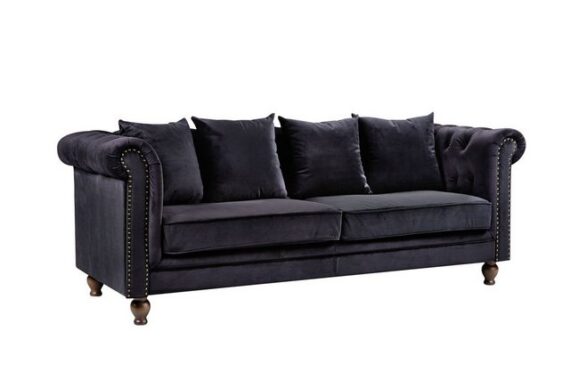 ebuy24 Sofa Velvet Sofa 3 Personen velour schwarz., 1 Teile