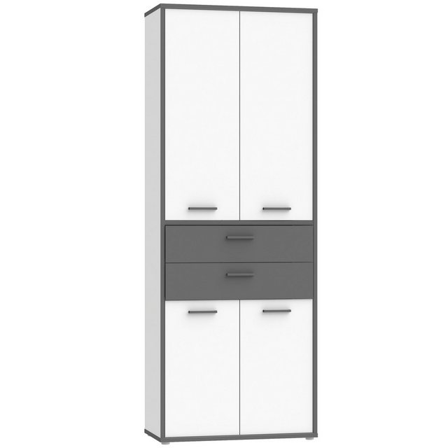 expendio Aktenschrank Keijo 2 Weiß / Wolfram Grey, 85x227x42 cm