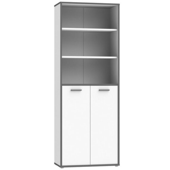 expendio Aktenschrank Keijo 4 Weiß / Wolfram Grey, 85x227x42 cm