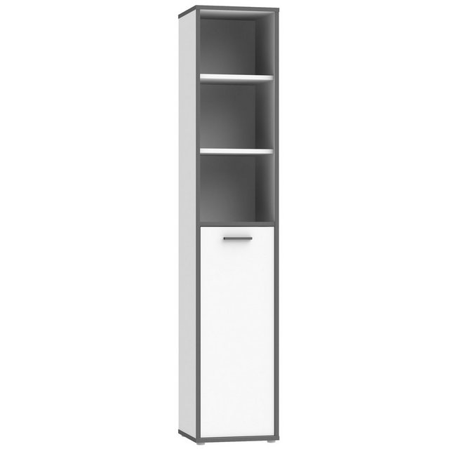 expendio Aktenschrank Keijo 5 Weiß / Wolfram Grey, 45x227x42 cm