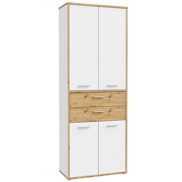 expendio Aktenschrank Keilo 2 Weiß / Artisan Oak Nb., 85x227x42 cm