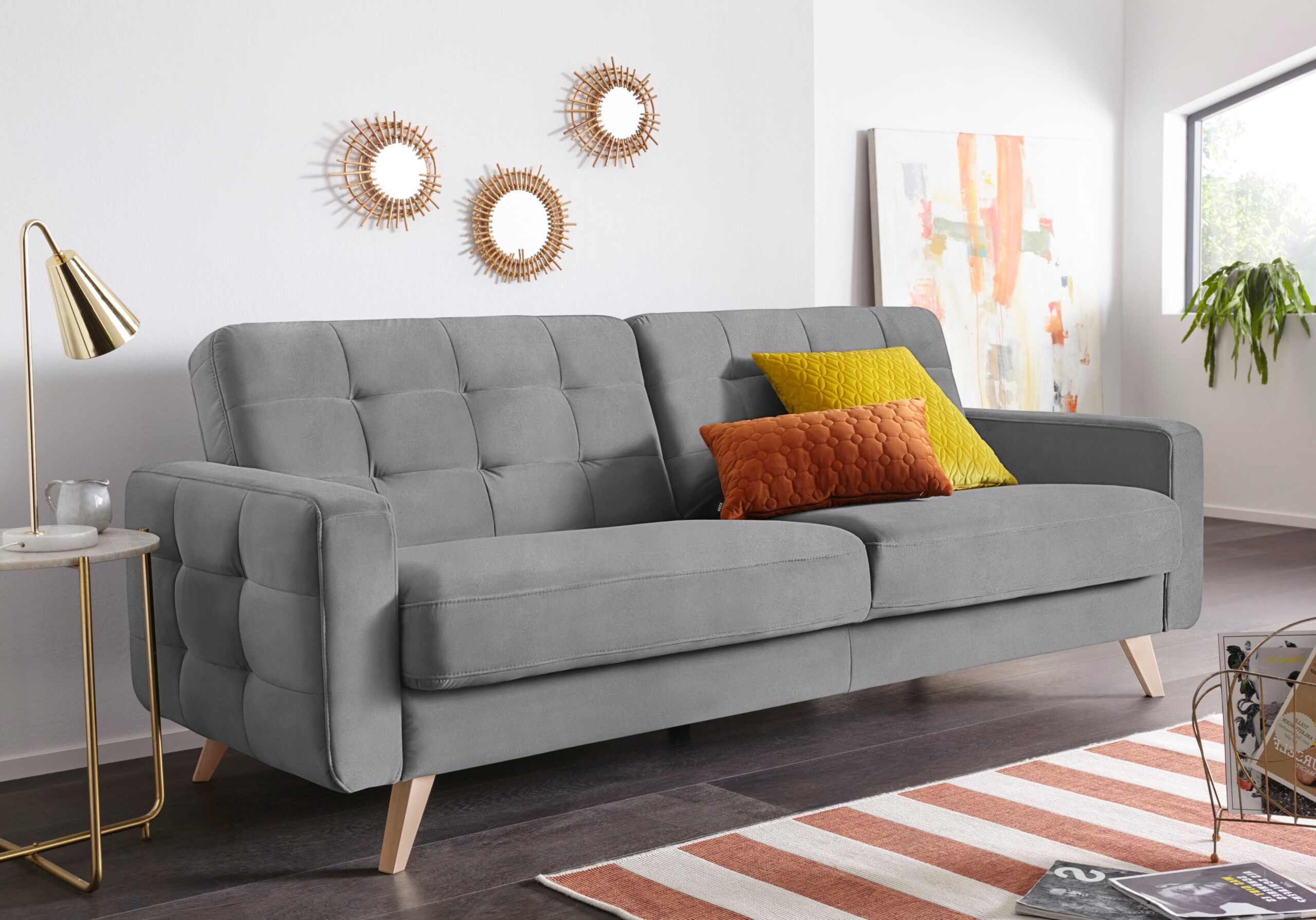 exxpo – sofa fashion 3-Sitzer „Nappa, kompakt und komfortabel, bequem, zeitloses Design, L-Form“, tolle Detailverarbeitung