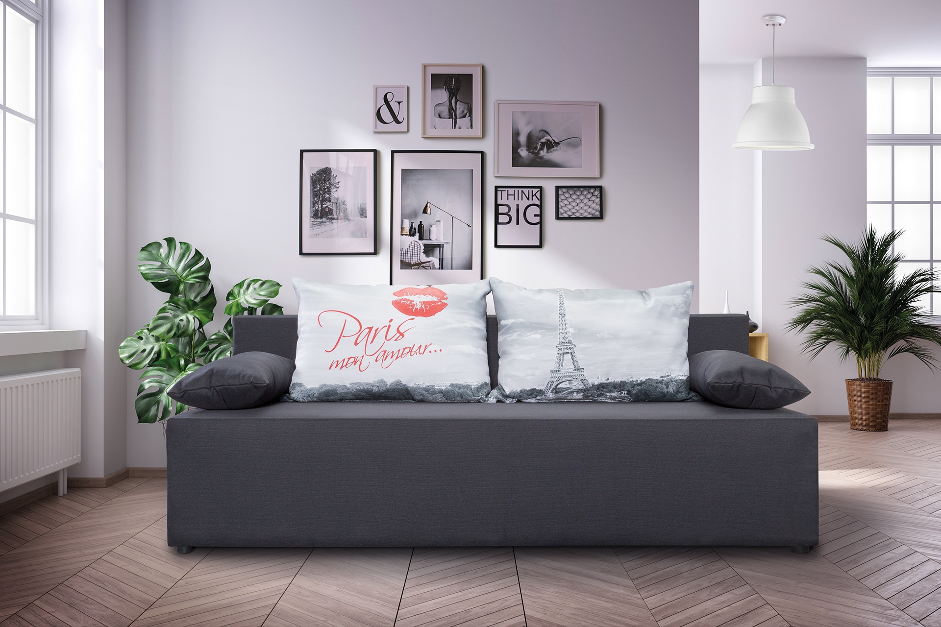 exxpo – sofa fashion 3-Sitzer „Tabou Paris“, mit Schlaffunktion und Bettkasten, inkl. loser Zier- und Rückenkissen