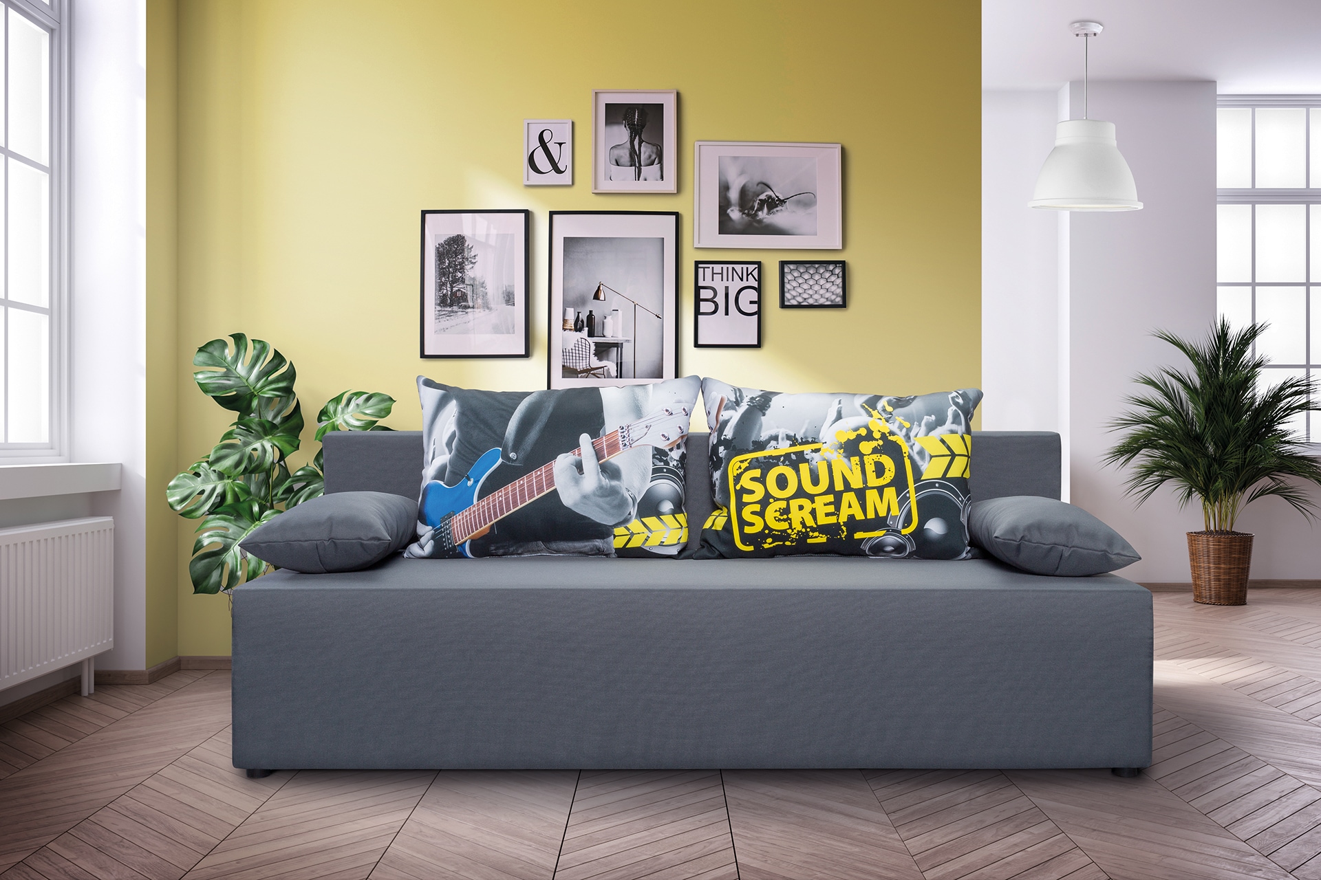 exxpo – sofa fashion 3-Sitzer „Tabou Sound Scream“, mit Schlaffunktion und Bettkasten, inkl. loser Zier- und Rückenkissen