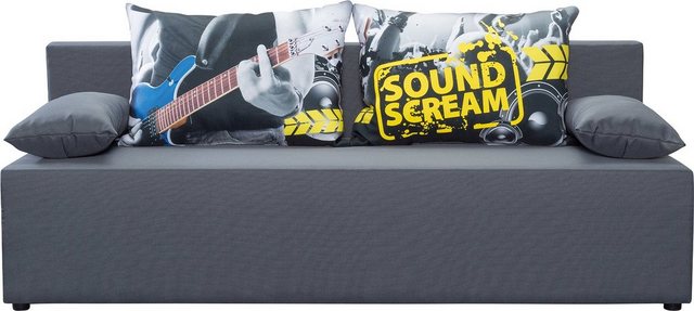 exxpo – sofa fashion 3-Sitzer Tabou Sound Scream, mit Schlaffunktion und Bettkasten, inkl. loser Zier- und Rückenkissen