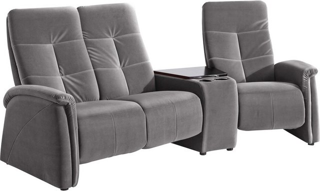 exxpo – sofa fashion 3-Sitzer Tivoli, Kinosofa mit Tischablage und Stauraumfach, bequem, mit Relaxfunktion