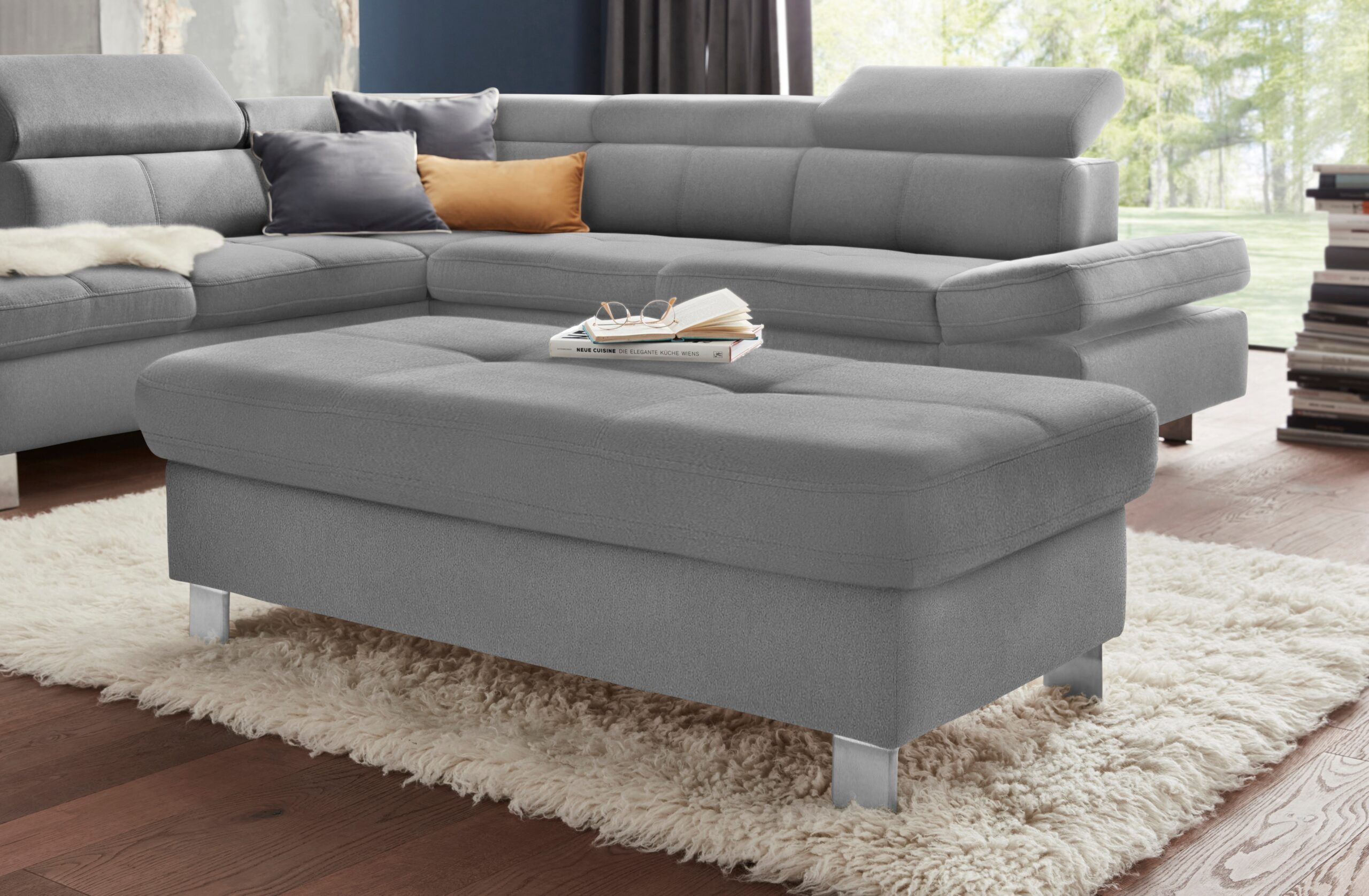 exxpo – sofa fashion Hocker „Fiji Bankhocker mit Staufach unter der Sitzfläche“, elegant modern mit toller Detailverarbeitung