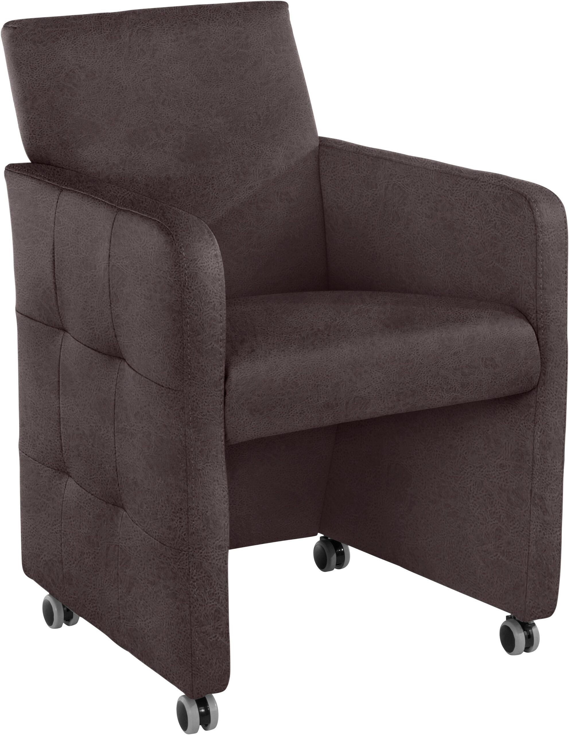 exxpo – sofa fashion Sessel „Barista Clubsessel auf Rollen, schmale Armlehnen, aktuelles Design“, bequem und komfortabel, Breite 61 cm