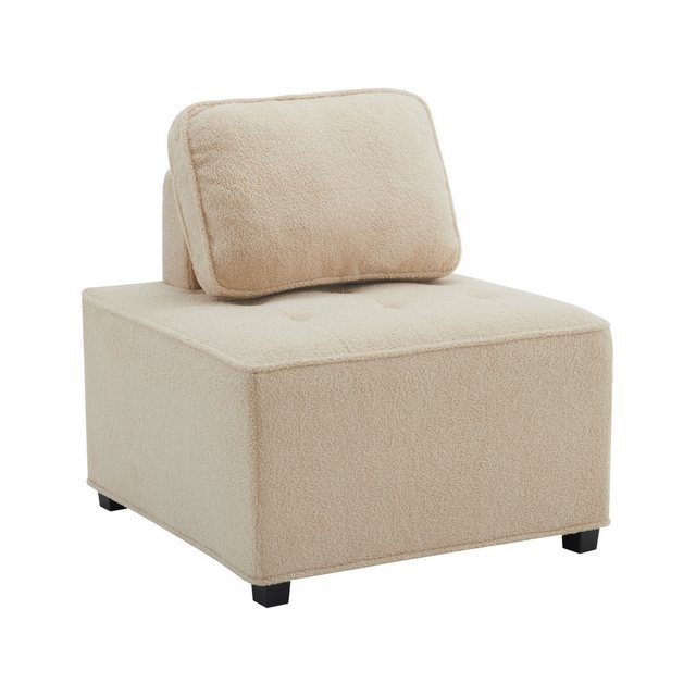 i@home Ecksofa,Einzelsofa, Wohnzimmer-Modulsofa, Freizeitsessel, armloser Stuhl, 1 Teile, Bis 150 kg belastbar, Teddy, Beige