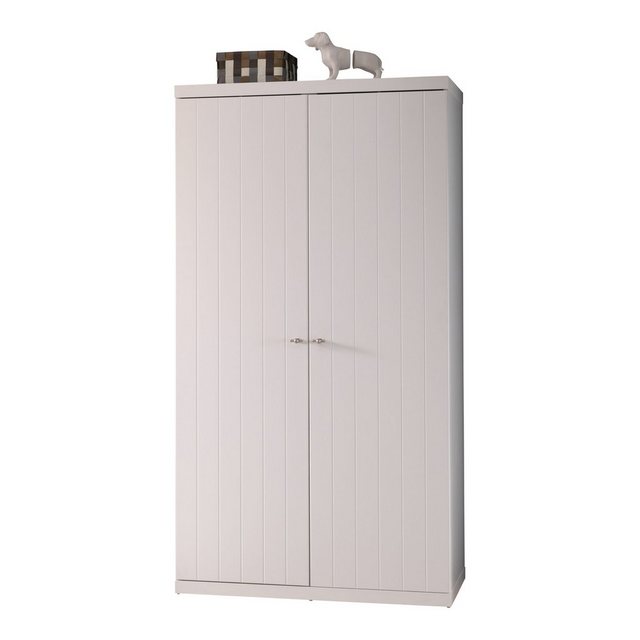 möbelando Kleiderschrank ROBIN aus MDF in Weiß mit 2 Türen. Abmessungen (BxHxT) 110×204,5×57 cm