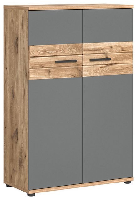 möbelvita Aktenschrank Forge Büroschrank B/H/T 80x122x37 in Nox Oak und Basalt