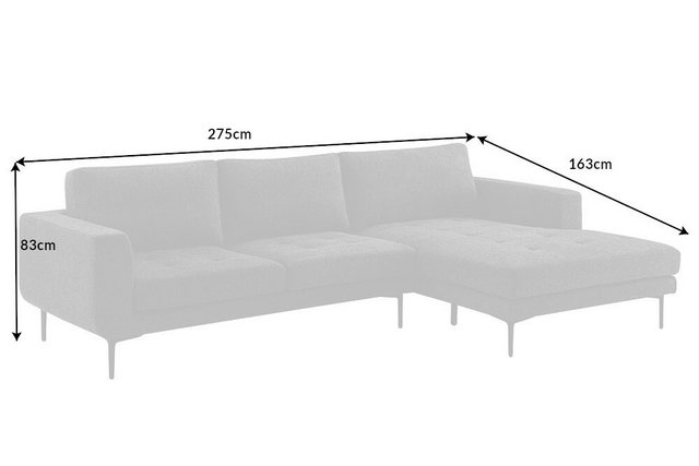 riess-ambiente Ecksofa CITY 275cm grau / schwarz, Einzelartikel 1 Teile, Wohnzimmer · Webstoff · XXL · L-Form · Couch inkl. Kissen · Design