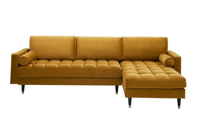 riess-ambiente Ecksofa COZY VELVET 260cm senfgelb / schwarz gold, Einzelartikel 1 Teile, Wohnzimmer · Samt · L-Form · Federkern · Couch inkl. Kissen · Barock