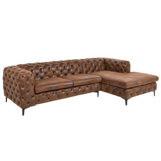 riess-ambiente Ecksofa MODERN BAROCK 275cm antik braun, Einzelartikel 1 Teile, Wohnzimmer · Samt · Federkern · Chesterfield Design