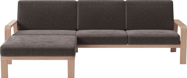 sit&more Ecksofa Kolding L-Form, Armlehnen aus Buchenholz in natur, verschiedene Bezüge und Farben