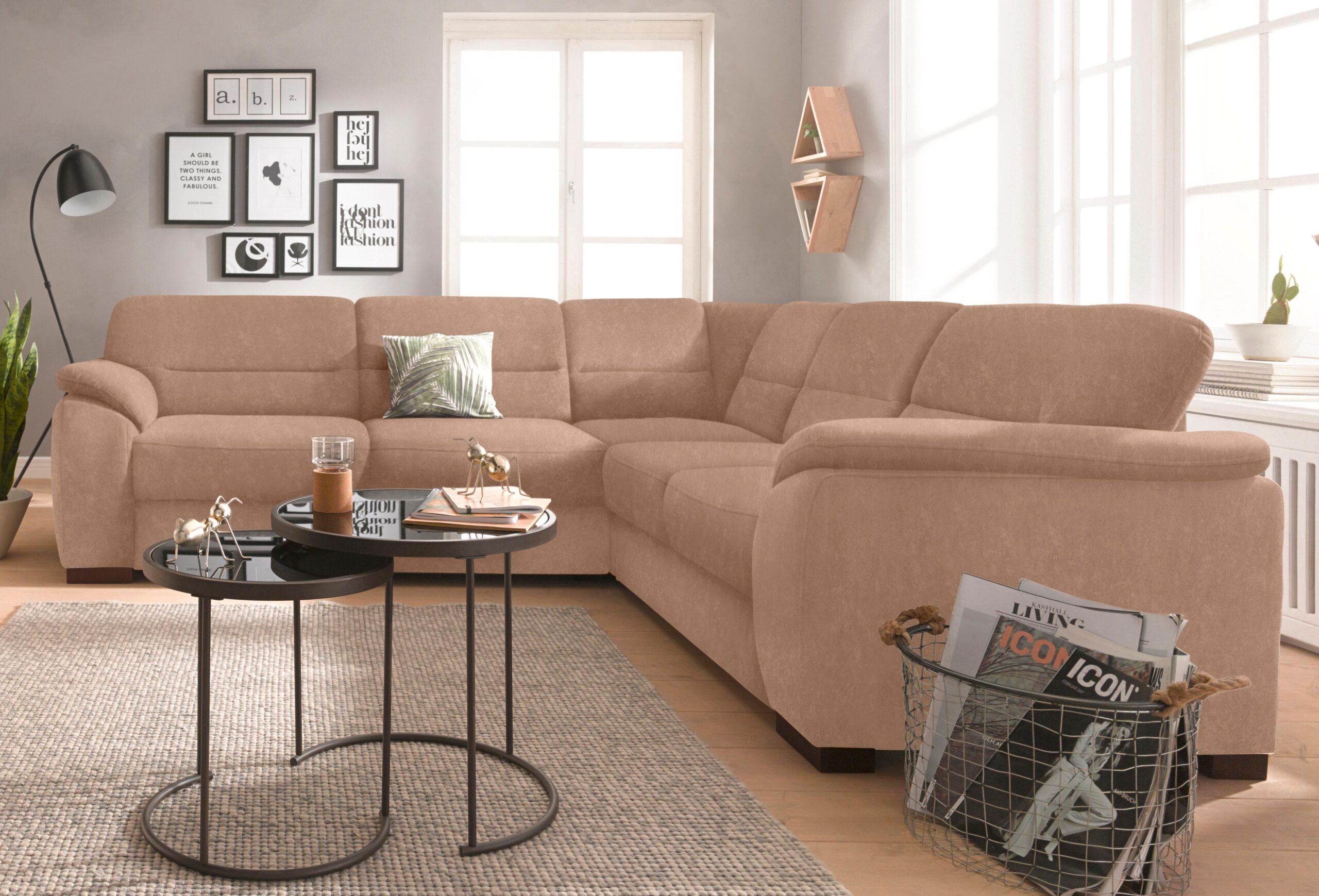 sit&more Ecksofa „Montego L-Form“, wahlweise mit Bettfunktion und Schubkasten