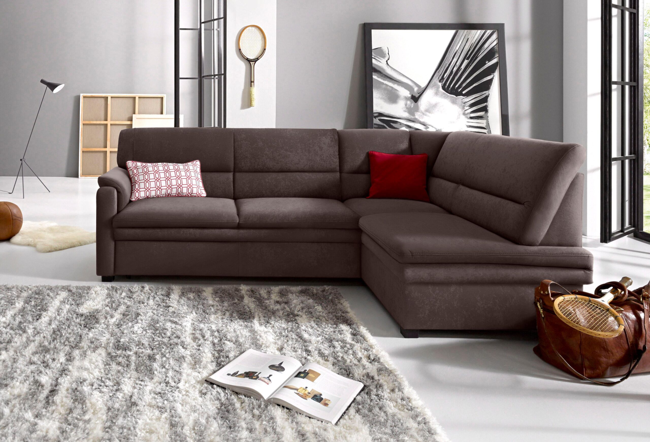 sit&more Ecksofa „Pisa L-Form“, mit Federkern, wahlweise mit Bettfunktion