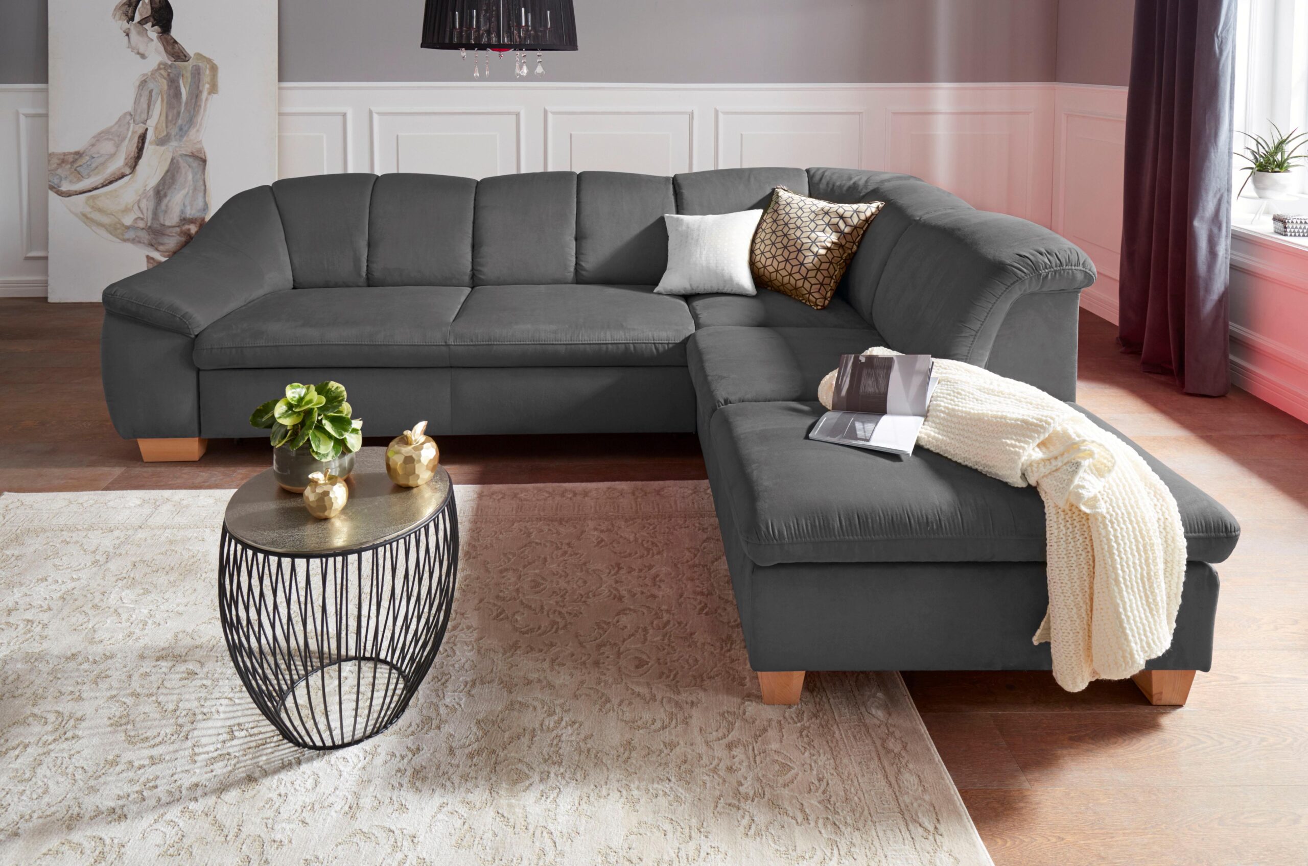 sit&more Ecksofa „Santo L-Form“, mit Federkern, wahlweise mit Bettfunktion und Stauraum